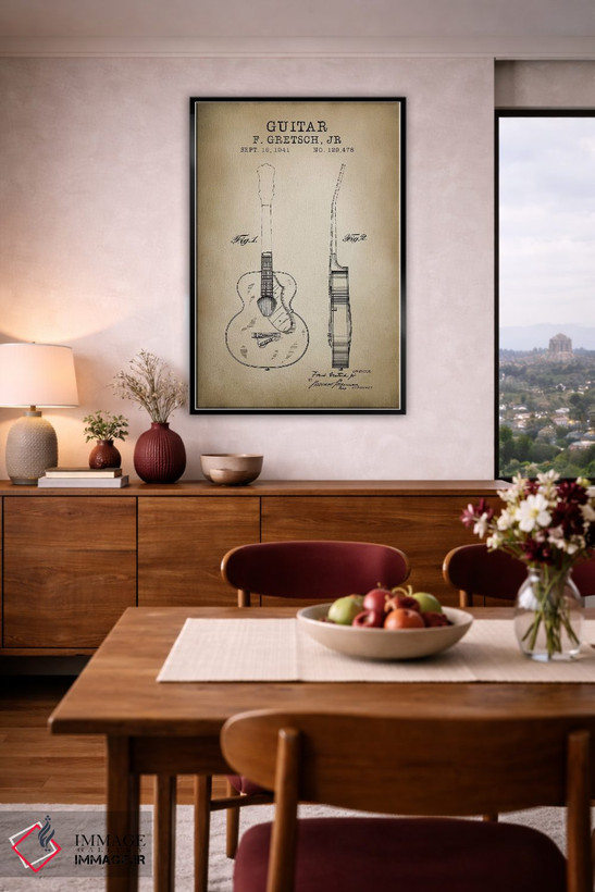 تابلو دکوراتیو گیتار F. Gretsch Jr. اثر پتنت پرینت استور - D5B