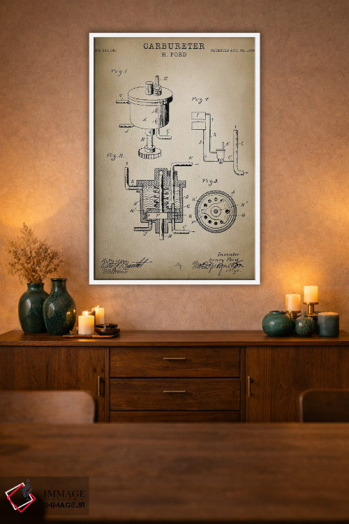 تابلو دکوراتیو کاربراتور فورد اثر پتنت پرینت استور - D1W