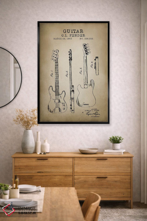 تابلو دکوراتیو گیتار فندر اثر پتنت پرینت استور - D2B