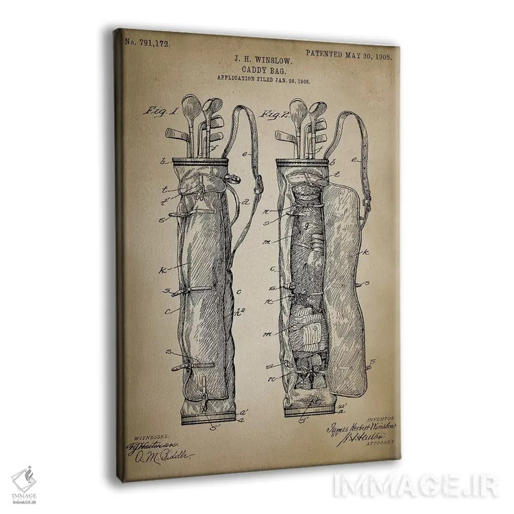 تابلو دکوراتیو کیف گلف اثر پتنت پرینت استور - نمای پرسپکتیو محصول