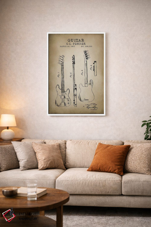 تابلو دکوراتیو گیتار فندر اثر پتنت پرینت استور - D3W
