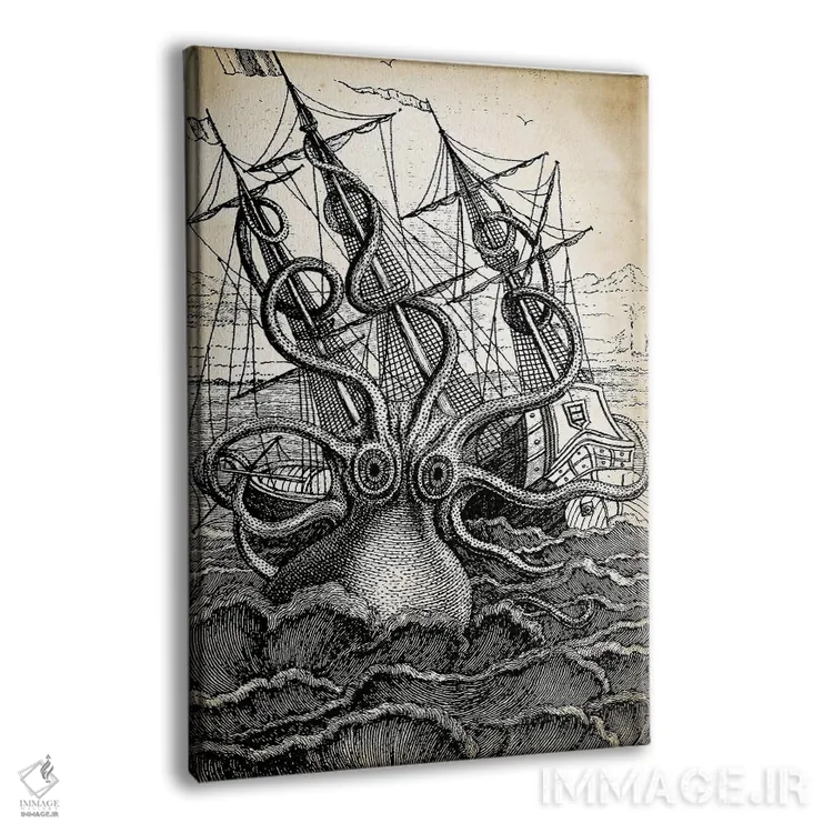 تابلو دکوراتیو کراکن اثر پتنت پرینت استور - نمای پرسپکتیو محصول