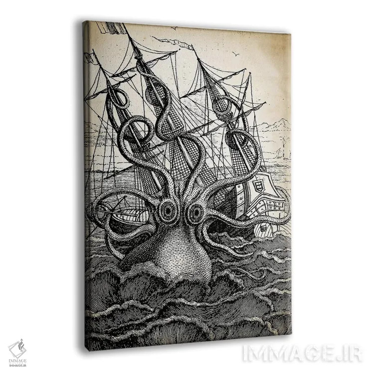 تابلو دکوراتیو کراکن اثر پتنت پرینت استور - نمای پرسپکتیو محصول