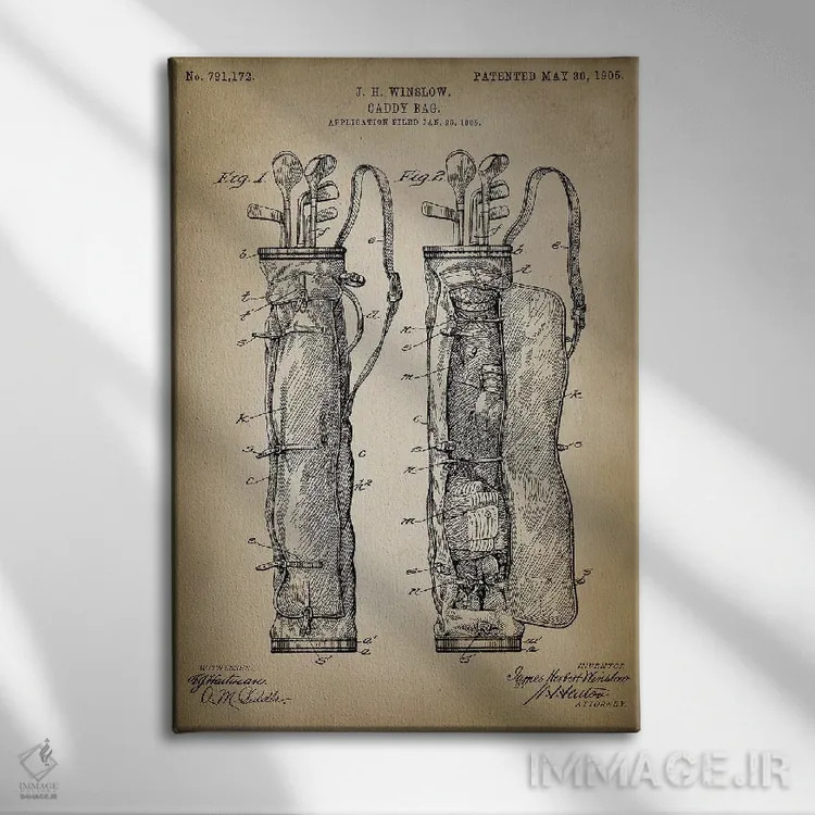تابلو دکوراتیو کیف گلف اثر پتنت پرینت استور - نمای روبهرو روی دیوار