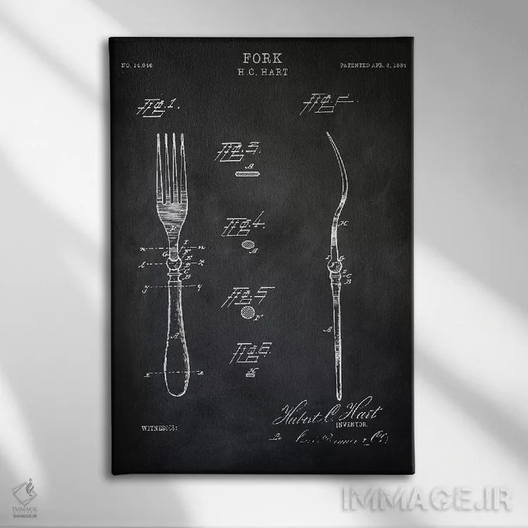 تابلو مدرن چنگال اثر پتنت پرینت استور - نمای روبهرو روی دیوار