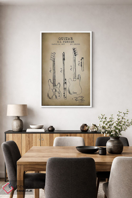 تابلو دکوراتیو گیتار فندر اثر پتنت پرینت استور - D4W