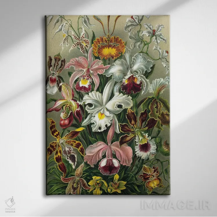 تابلو دکوراتیو ارکیده های هیکل اثر پتنت پرینت استور - نمای روبهرو روی دیوار