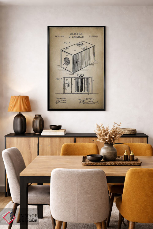 تابلو دکوراتیو دوربین ایستمن، بژ اثر پتنت پرینت استور - D5B