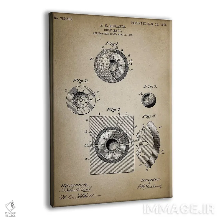 تابلو دکوراتیو توپ گلف اثر پتنت پرینت استور - نمای پرسپکتیو محصول