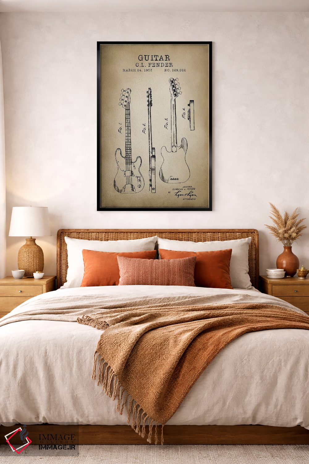 تابلو دکوراتیو گیتار فندر اثر پتنت پرینت استور - D5B