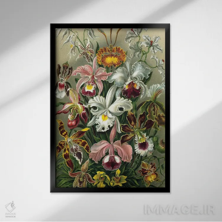 تابلو دکوراتیو ارکیده های هیکل اثر پتنت پرینت استور - نمای قابدار مشکی