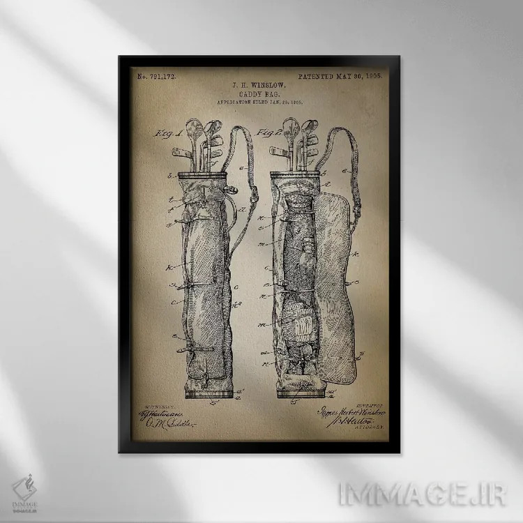 تابلو دکوراتیو کیف گلف اثر پتنت پرینت استور - نمای قابدار مشکی