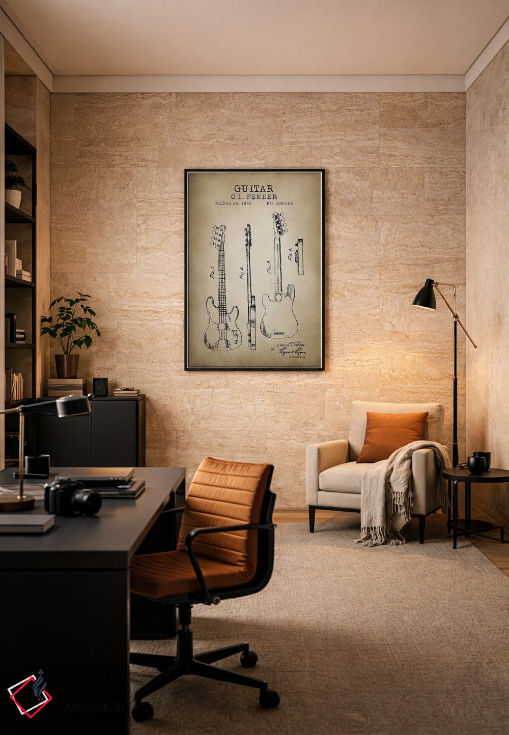 تابلو دکوراتیو گیتار فندر اثر پتنت پرینت استور - D6B