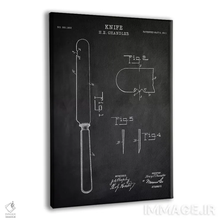 تابلو مدرن چاقو اثر پتنت پرینت استور - نمای پرسپکتیو محصول