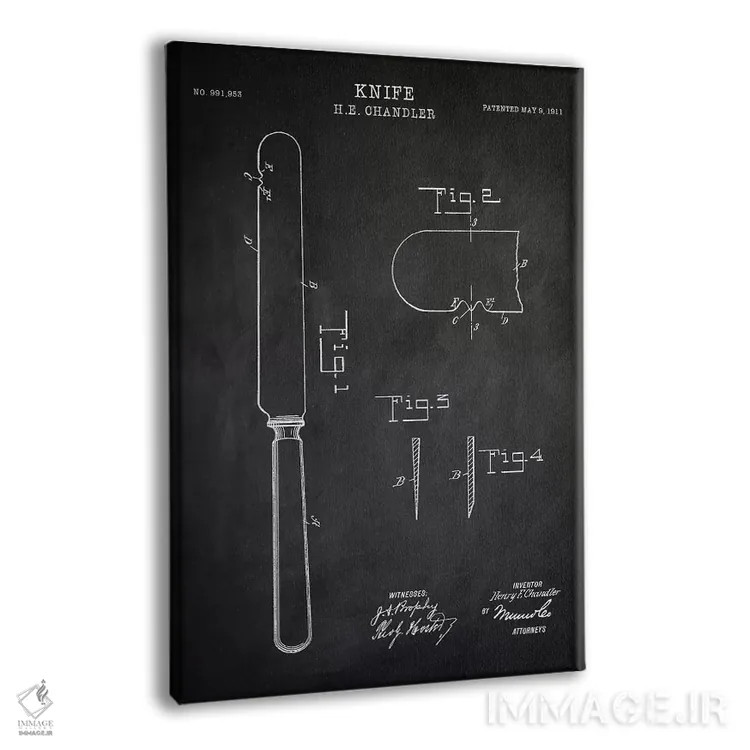 تابلو مدرن چاقو اثر پتنت پرینت استور - نمای پرسپکتیو محصول