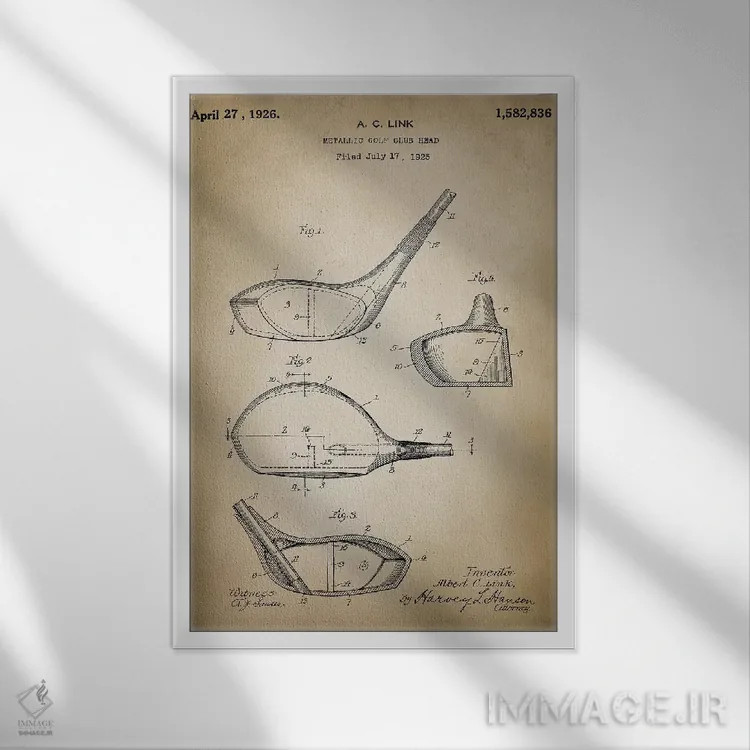 تابلو دکوراتیو چوب گلف اثر پتنت پرینت استور - نمای قابدار سفید