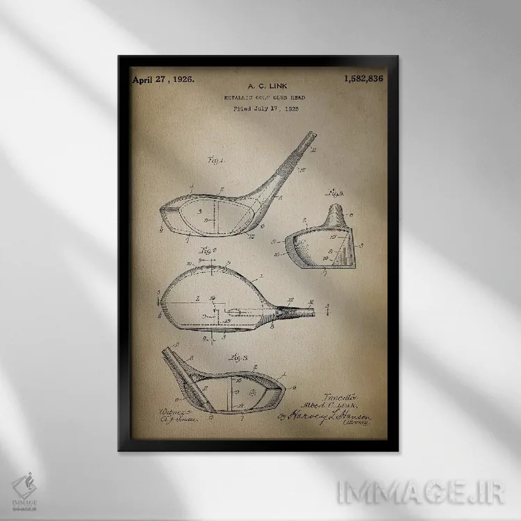 تابلو دکوراتیو چوب گلف اثر پتنت پرینت استور - نمای قابدار مشکی