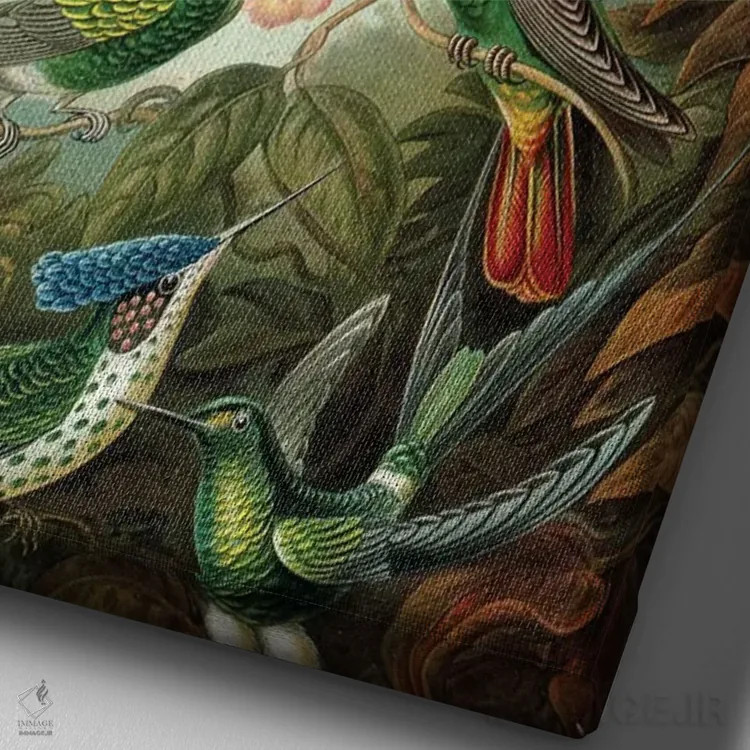 تابلو دکوراتیو مرغ مگس خوارهای هیکل اثر پتنت پرینت استور - نمای نزدیک بافت بوم