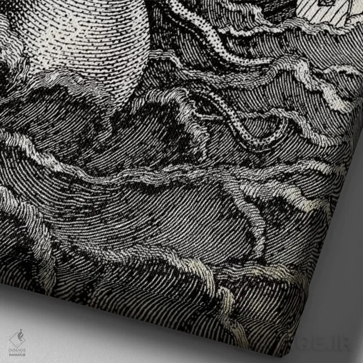 تابلو دکوراتیو کراکن اثر پتنت پرینت استور - نمای نزدیک بافت بوم