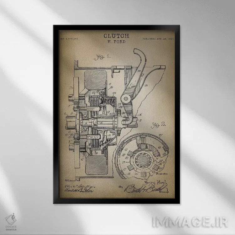 تابلو دکوراتیو کلاچ فورد اثر پتنت پرینت استور - نمای قابدار مشکی