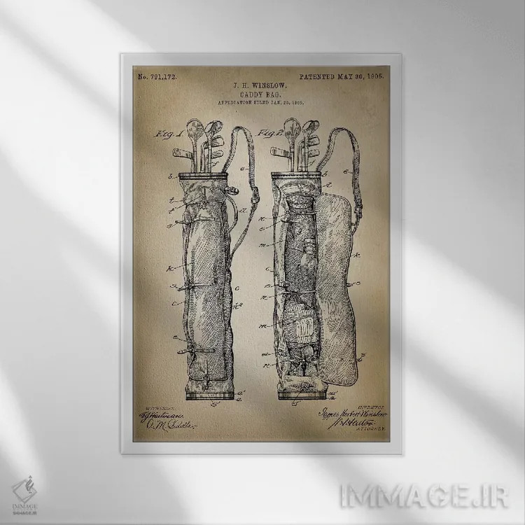 تابلو دکوراتیو کیف گلف اثر پتنت پرینت استور - نمای قابدار سفید