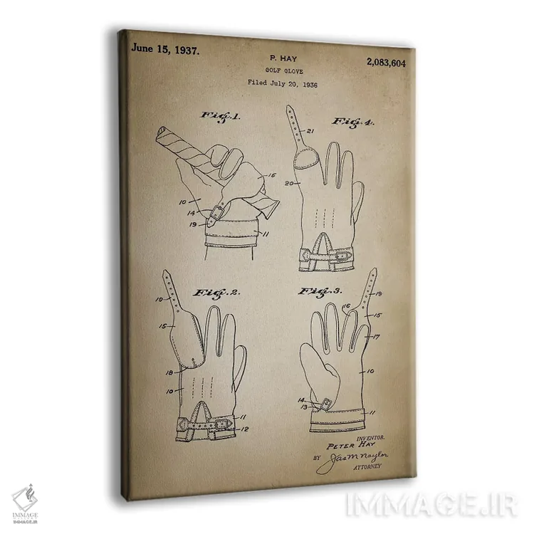 تابلو دکوراتیو دستکش گلف اثر پتنت پرینت استور - نمای پرسپکتیو محصول