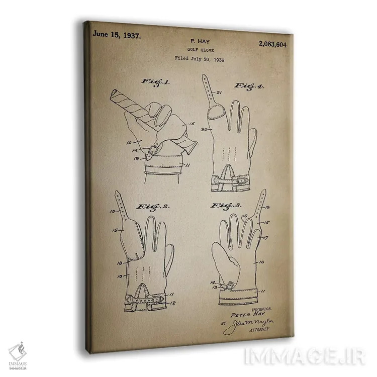 تابلو دکوراتیو دستکش گلف اثر پتنت پرینت استور - نمای پرسپکتیو محصول