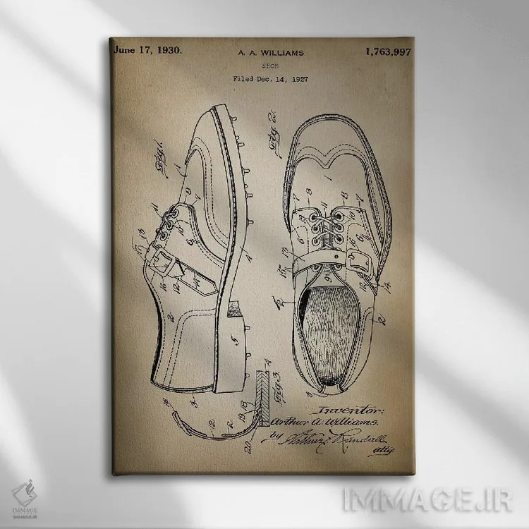 تابلو دکوراتیو کفش گلف اثر پتنت پرینت استور - نمای روبهرو روی دیوار