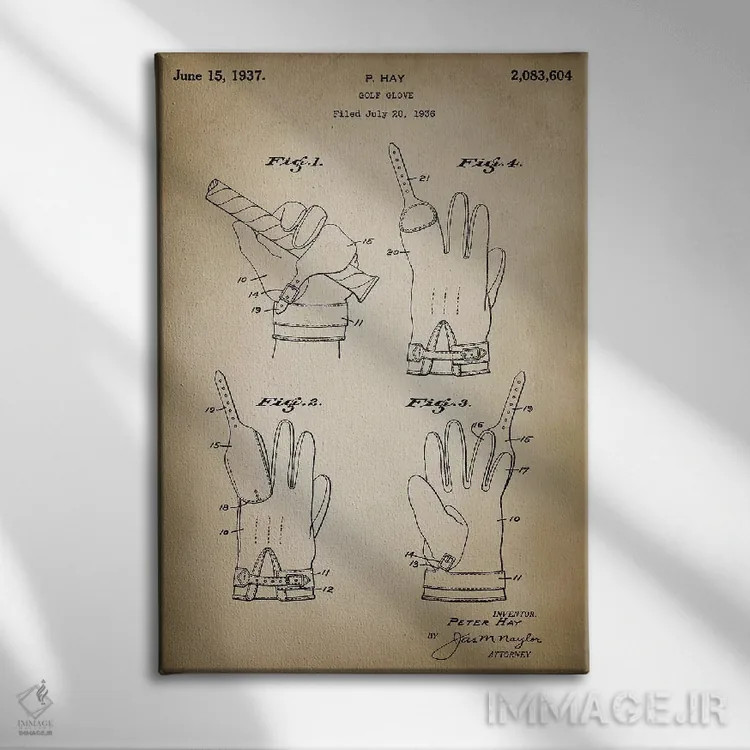 تابلو دکوراتیو دستکش گلف اثر پتنت پرینت استور - نمای روبهرو روی دیوار