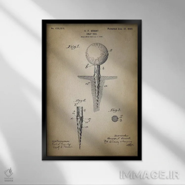 تابلو دکوراتیو تی گلف اثر پتنت پرینت استور - نمای قابدار مشکی