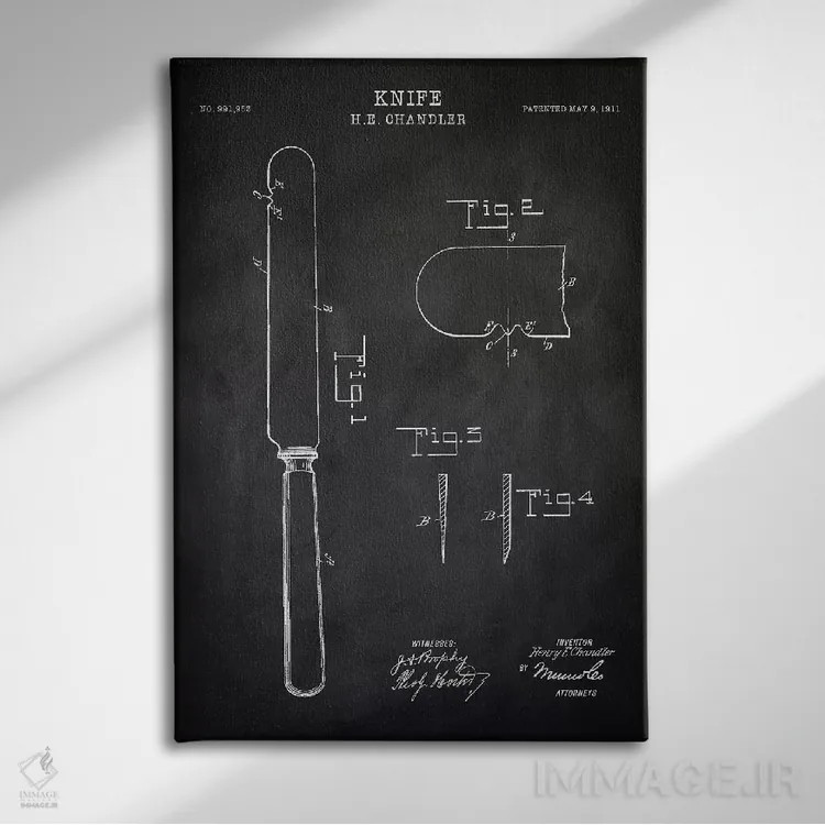 تابلو مدرن چاقو اثر پتنت پرینت استور - نمای روبهرو روی دیوار