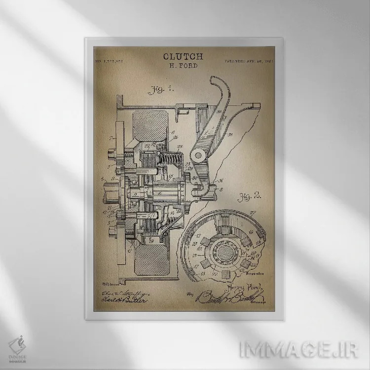 تابلو دکوراتیو کلاچ فورد اثر پتنت پرینت استور - نمای قابدار سفید