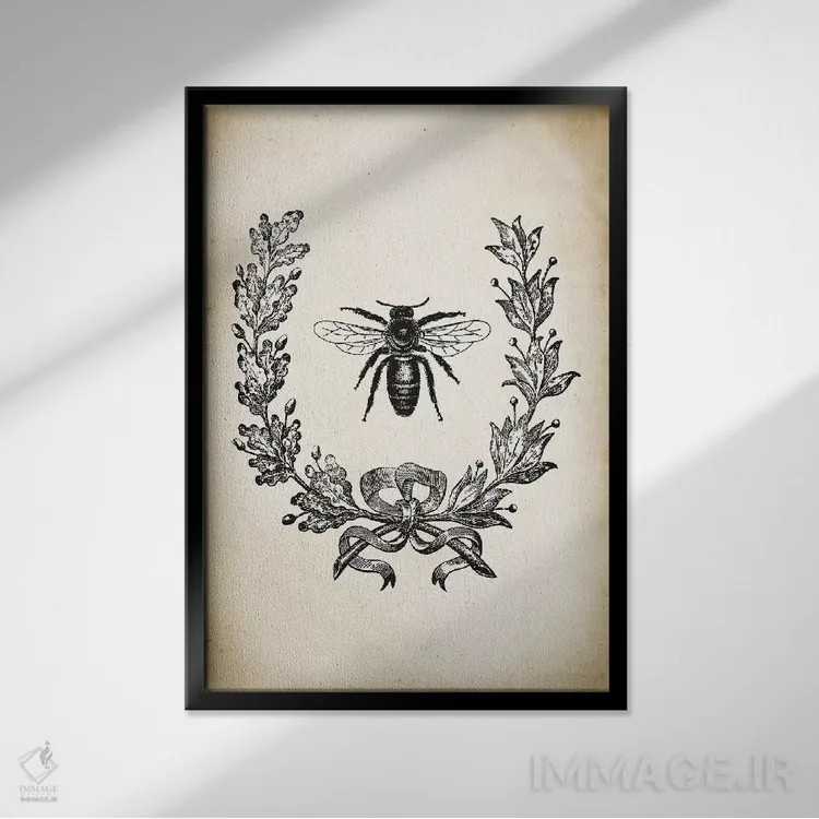 تابلو مدرن زنبور اثر پتنت پرینت استور - نمای قابدار مشکی