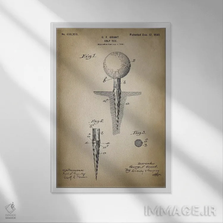 تابلو دکوراتیو تی گلف اثر پتنت پرینت استور - نمای قابدار سفید