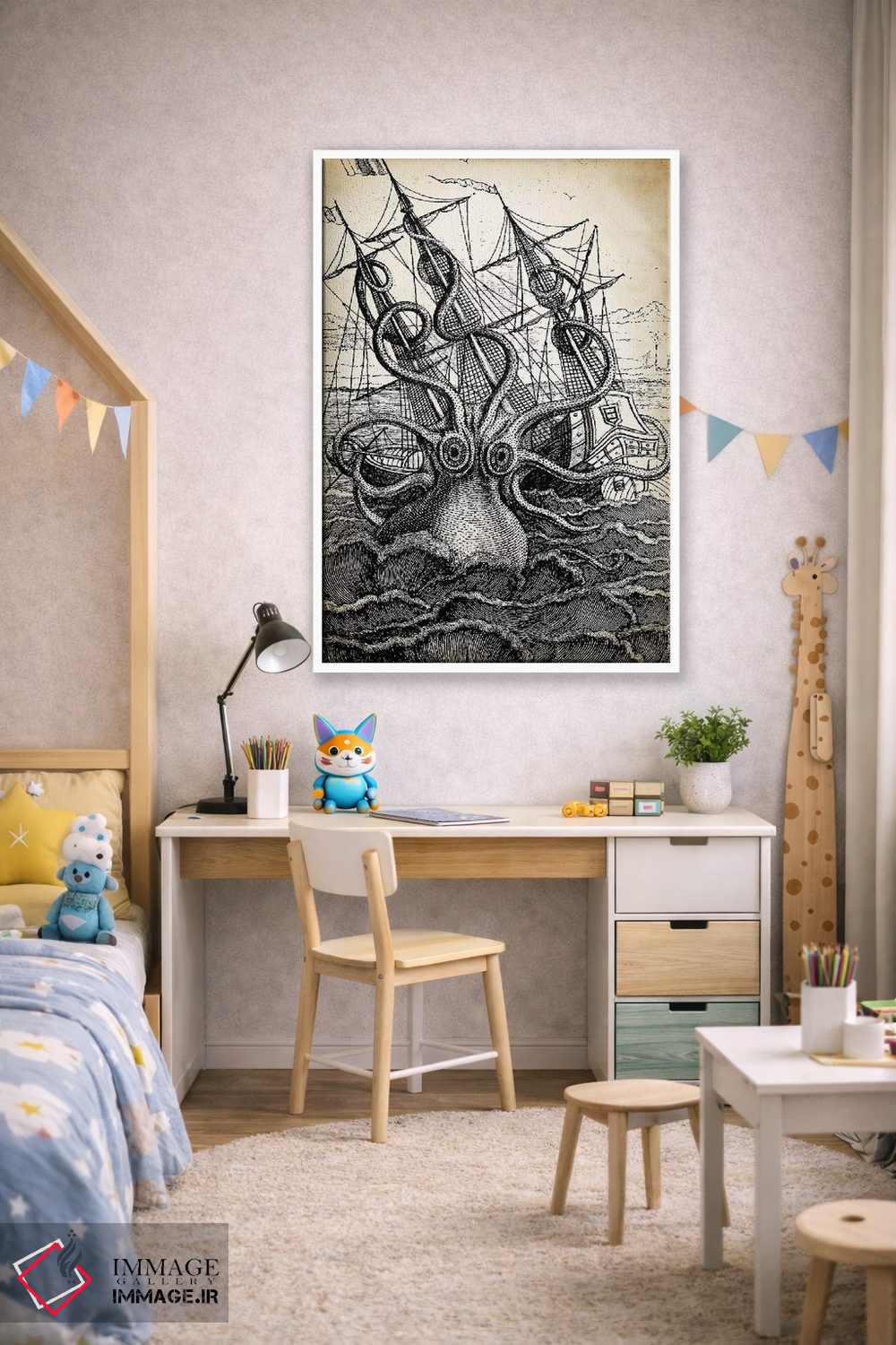 تابلو دکوراتیو کراکن اثر پتنت پرینت استور - D1W