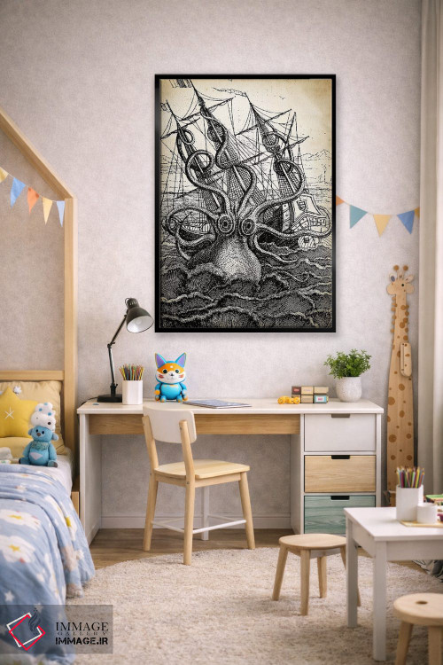 تابلو دکوراتیو کراکن اثر پتنت پرینت استور - D2B