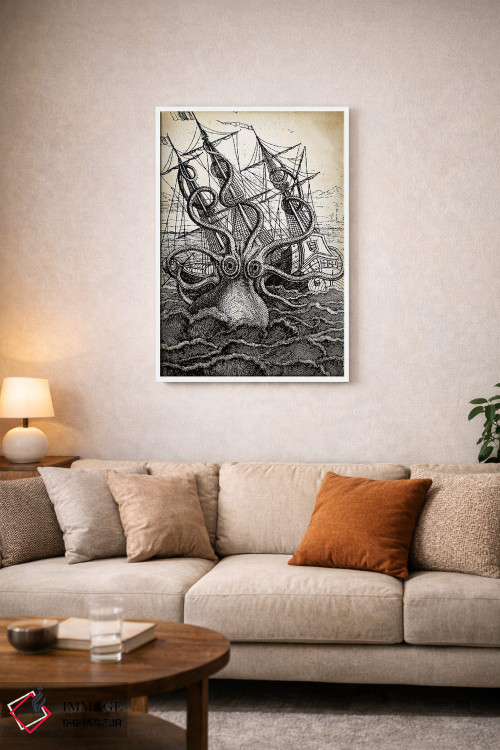 تابلو دکوراتیو کراکن اثر پتنت پرینت استور - D3W