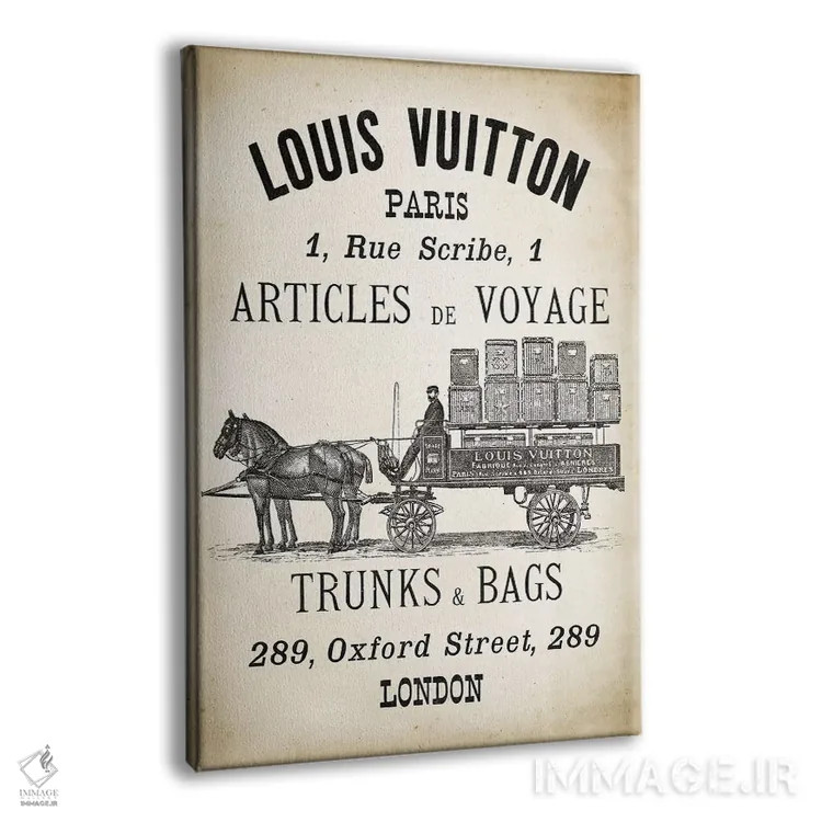 تابلو دکوراتیو چمدان ها و کیف های LV اثر پتنت پرینت استور - نمای پرسپکتیو محصول