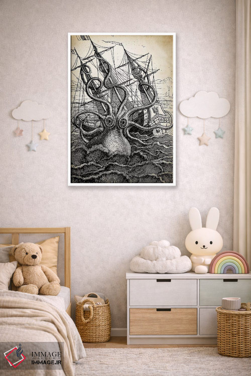 تابلو دکوراتیو کراکن اثر پتنت پرینت استور - D4W