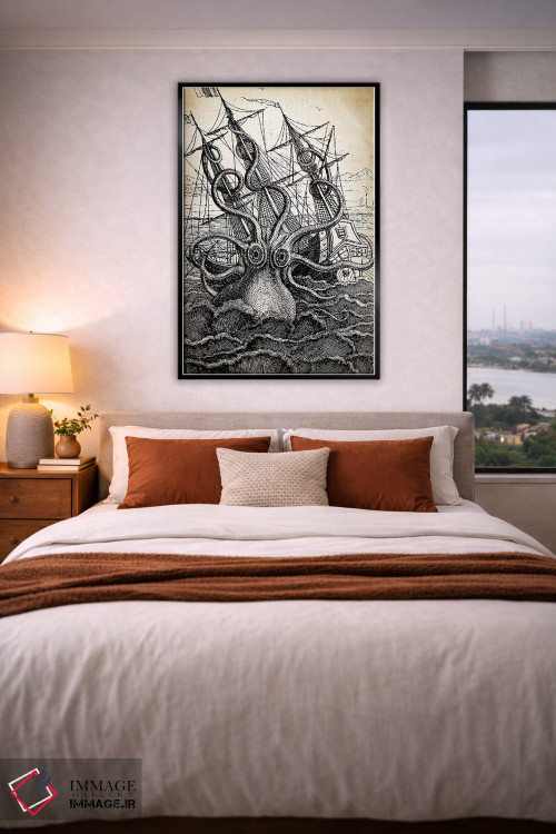 تابلو دکوراتیو کراکن اثر پتنت پرینت استور - D5B