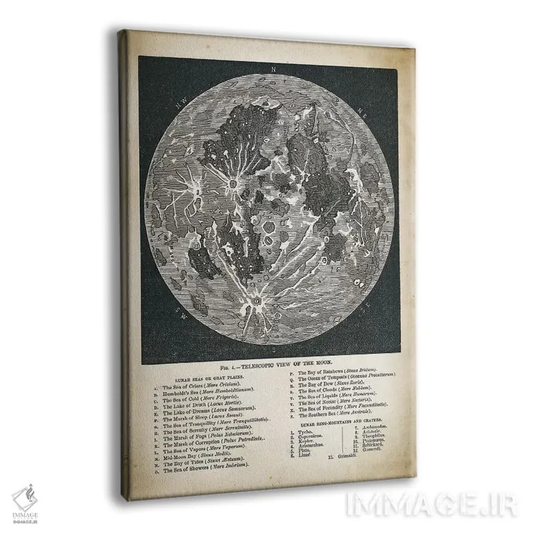 تابلو دکوراتیو نقشه ماه اثر پتنت پرینت استور - نمای پرسپکتیو محصول