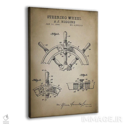 تابلو دکوراتیو دریایی، فرمان کشتی اثر پتنت پرینت استور - نمای پرسپکتیو محصول
