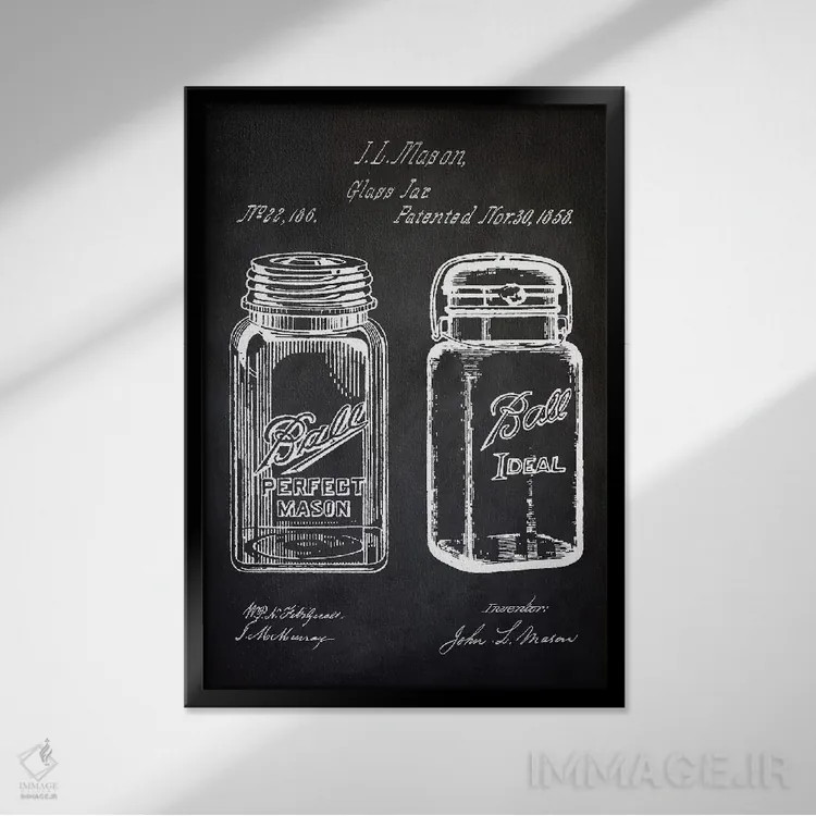 تابلو مدرن شیشه میسون اثر پتنت پرینت استور - نمای قابدار مشکی