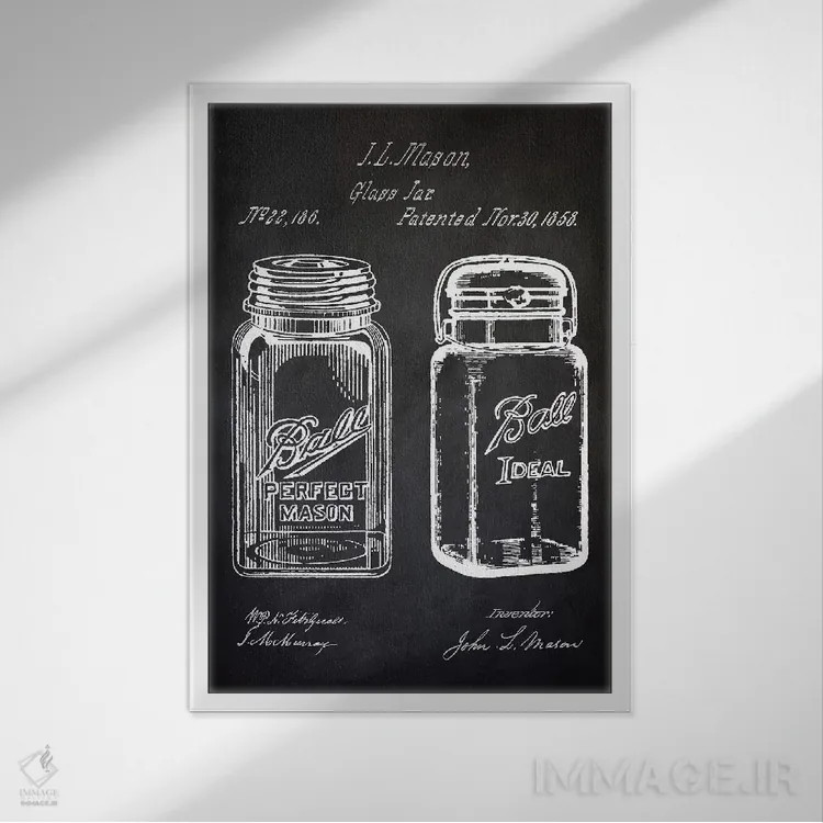 تابلو مدرن شیشه میسون اثر پتنت پرینت استور - نمای قابدار سفید