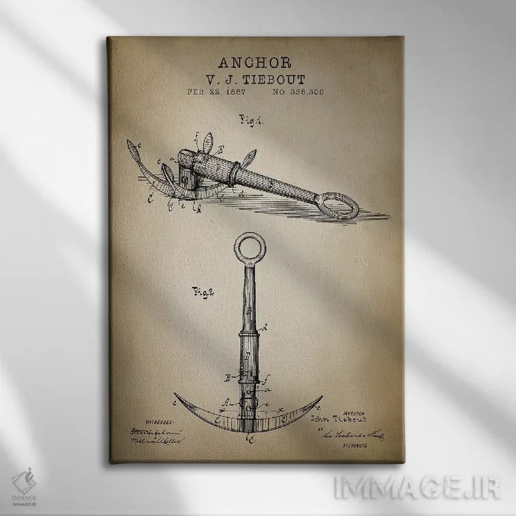 تابلو دکوراتیو دریایی، لنگر اثر پتنت پرینت استور - نمای روبهرو روی دیوار