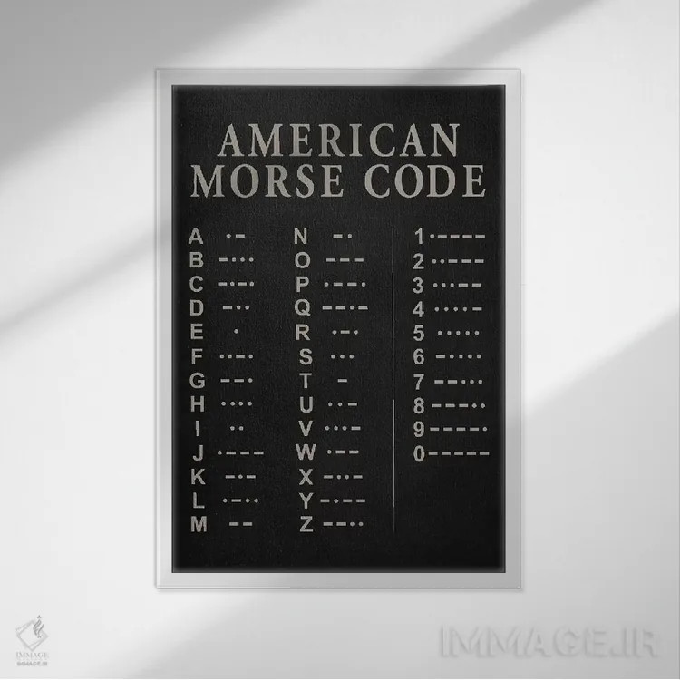 تابلو دکوراتیو کد مورس اثر پتنت پرینت استور - نمای قابدار سفید