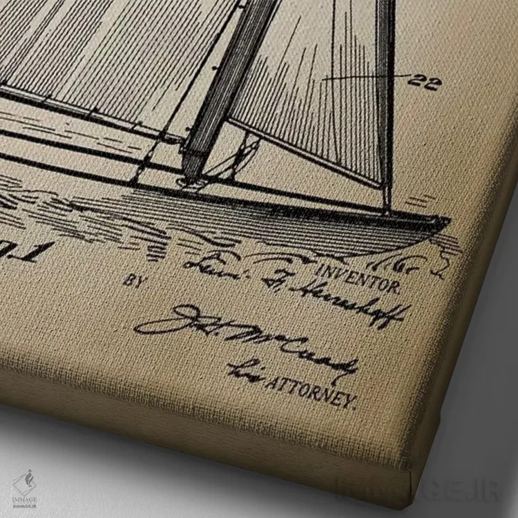 تابلو دکوراتیو دریایی، قایق بادبانی اثر پتنت پرینت استور - نمای نزدیک بافت بوم