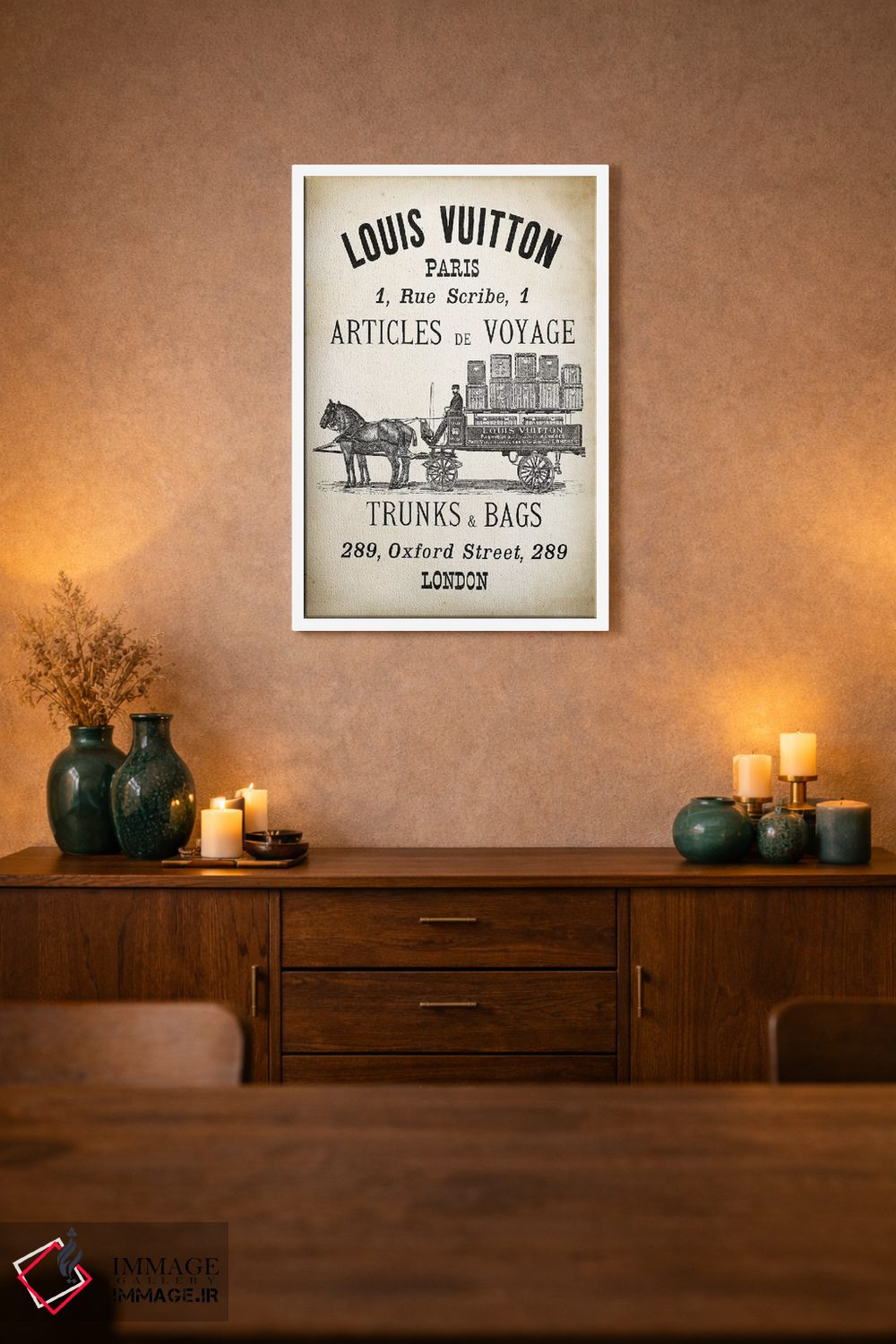 تابلو دکوراتیو چمدان ها و کیف های LV اثر پتنت پرینت استور - D1W
