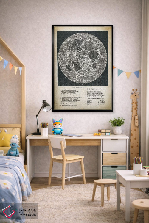 تابلو دکوراتیو نقشه ماه اثر پتنت پرینت استور - D1B
