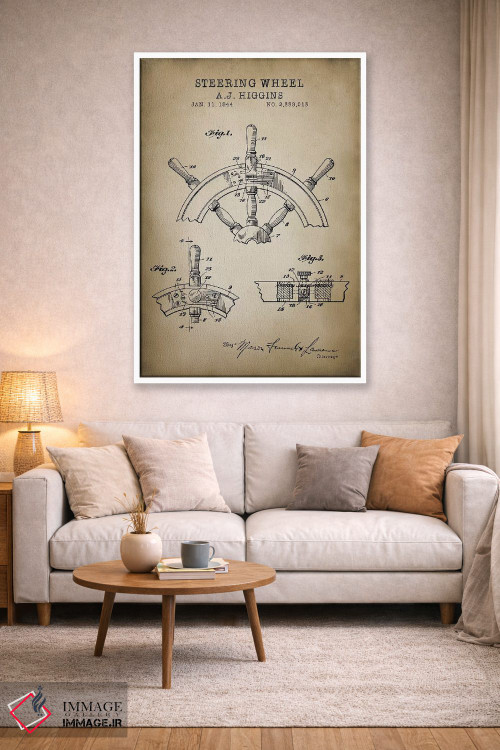 تابلو دکوراتیو دریایی، فرمان کشتی اثر پتنت پرینت استور - D1W